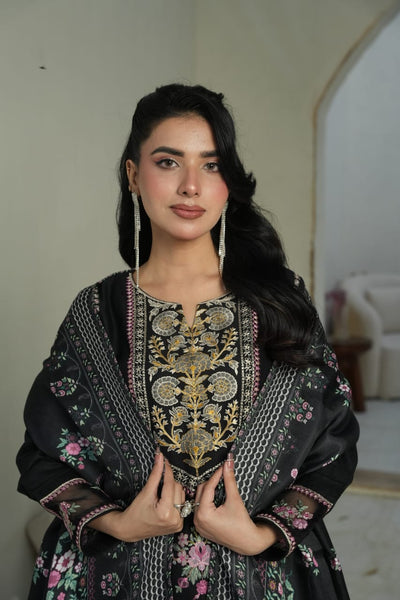 DHANAK 3 PIECE| DESIGNER EMBROIDERED |READY TO WEAR SUIT