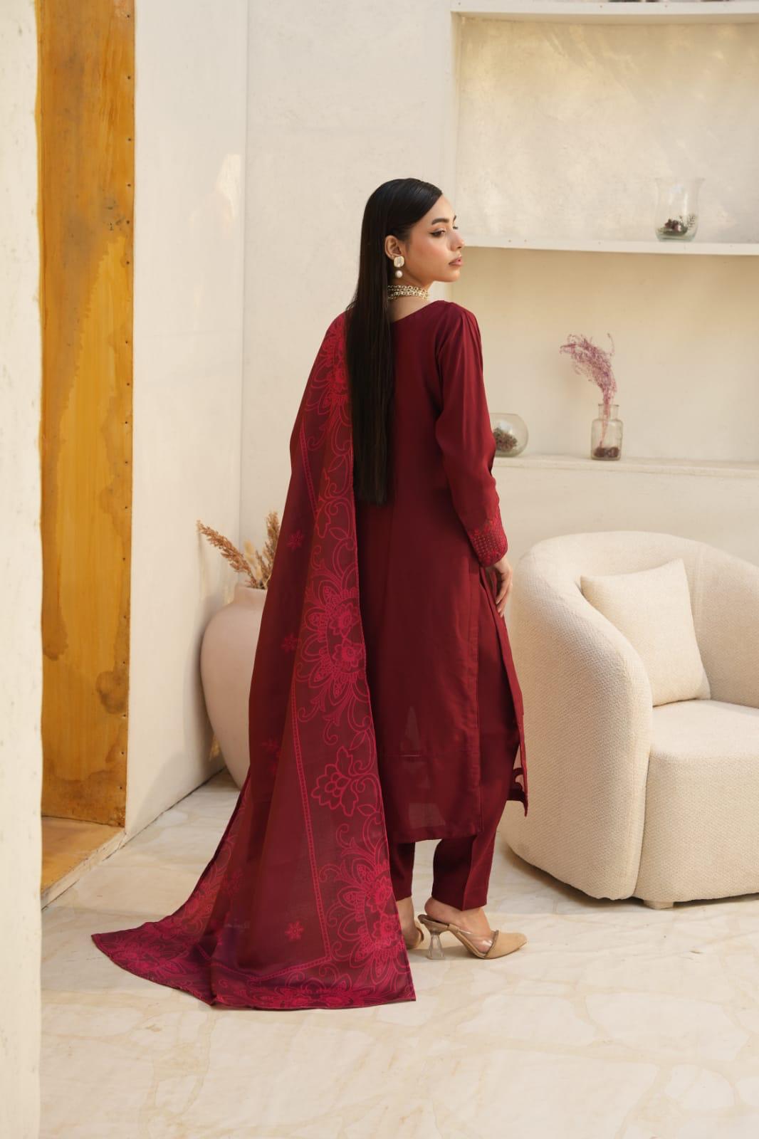 WINTER LINEN 3 PIECE| DESIGNER EMBROIDERED |READY TO WEAR SUIT
