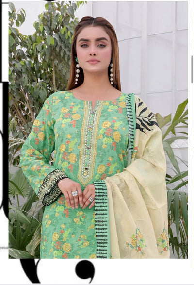 3PC PRINTED READYMADE SUIT WITH LAWN DUPATTA | These Pakistani 3 Piece Suits for women are the perfect dresses for all occasions whether you want to wear them in party, office or family function | Image 3 of 4
