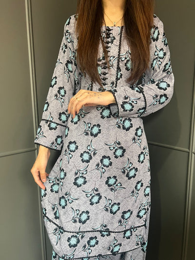 FARSHI SHALWAR Floral Printed | Linen Suit - Plazzo 2 | Pc Set