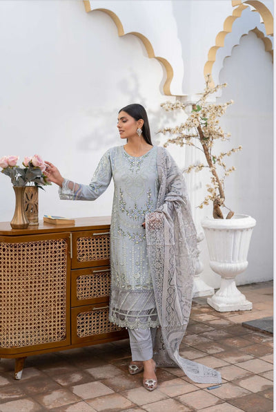 Gray- MARIA B INSPIRED Mother & Daughter Ready to Wear Chiffon Collection