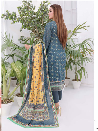 3PC PRINTED READYMADE SUIT  WITH LAWN DUPATTA | Buy Latest Ladies 3 Piece Suits in different sizes and colors designed for women and girls exclusively from Mahham Collection. We have a huge collection of Pakistani Suits | Image 2 of 4