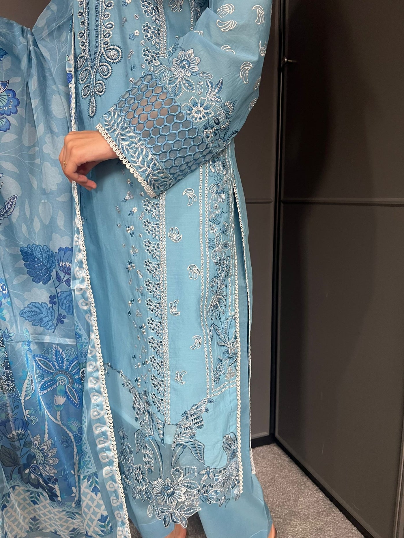 Raj Bari  Embroidered | Lawn Designer Suit With | Embroidered Dupatta