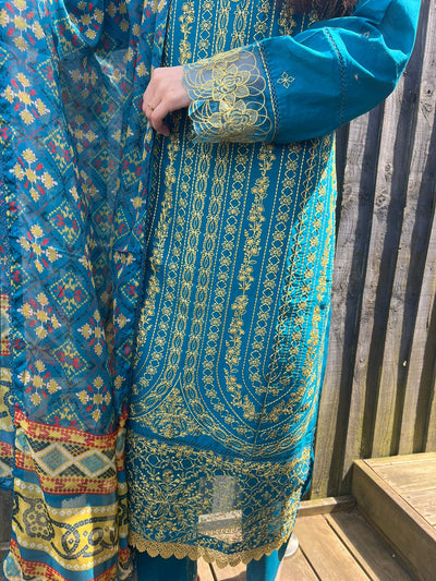 D-7 Mastani Embroidered | Lawn Desinger Suit With | Printed Dupatta