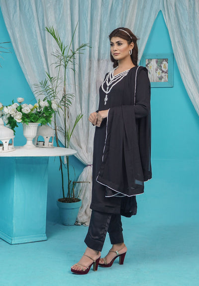 Mahham Luxury Chiffon Georgette Collection Black  D-29