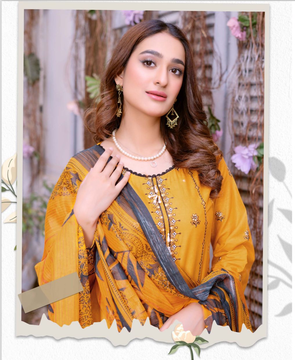 3 Piece Embroidered Lawn With Bamber Chiffon Dupatta D-04