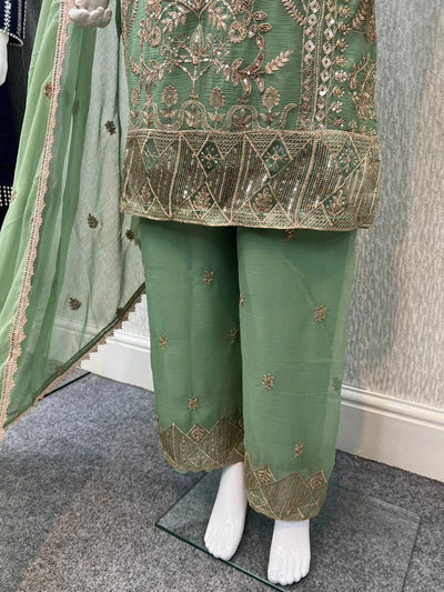 Luxury Festive Chiffon Plazzo bottom Collection GREEN DP-8