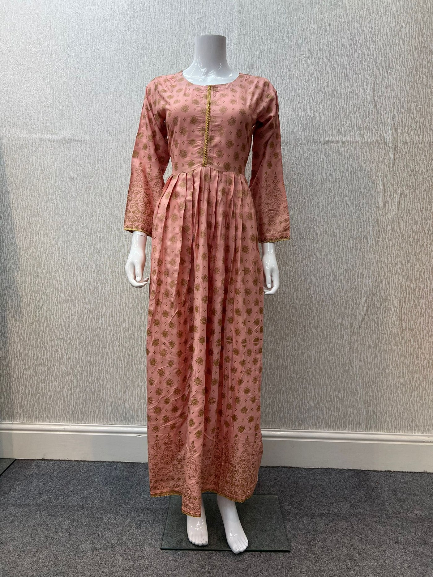 Block Print Linen Peach Maxi Dress