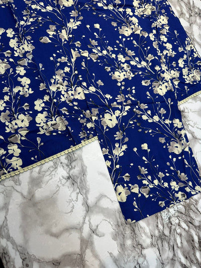 Floral Printed Stone Linen Suit - Trouser 2 Pc Set