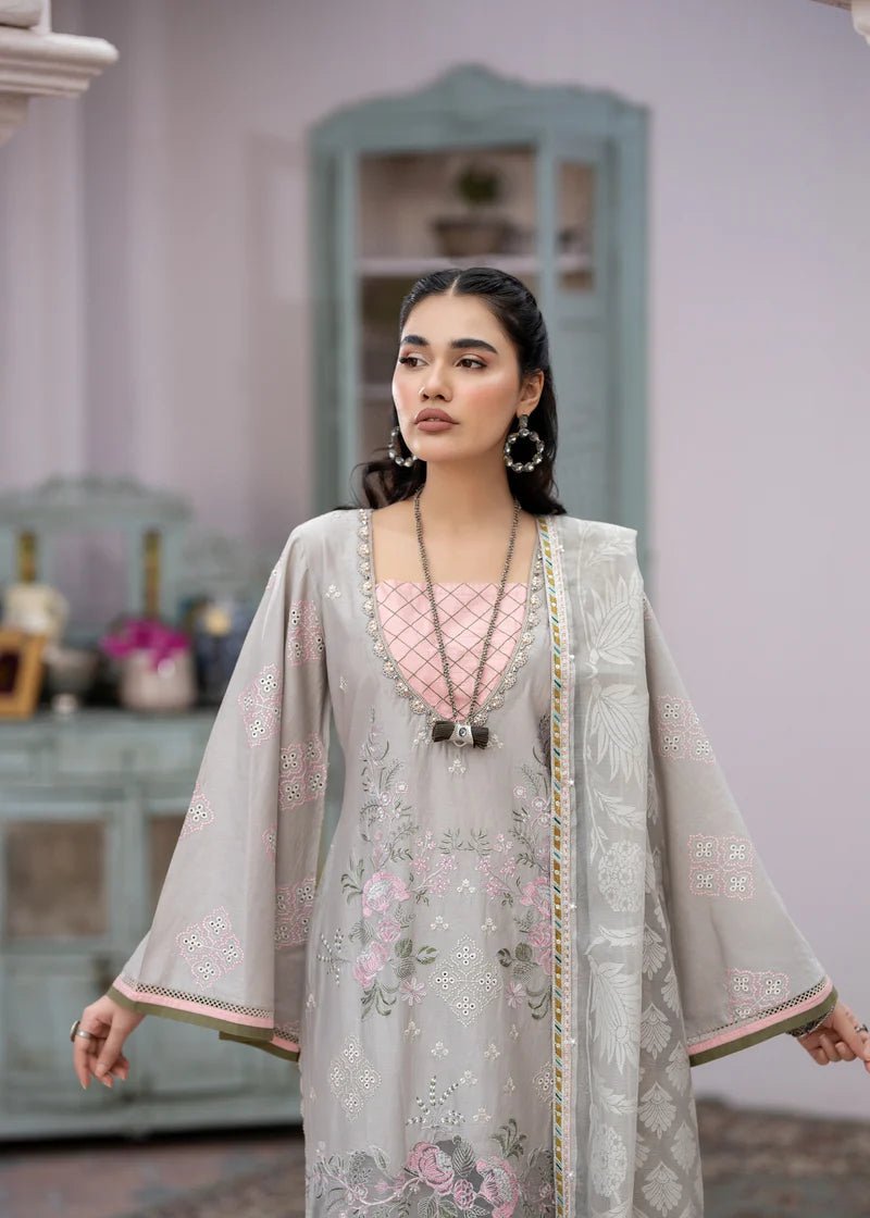 Luxury Embroidered Cotton Festive Edition Pastel Grey AL-860