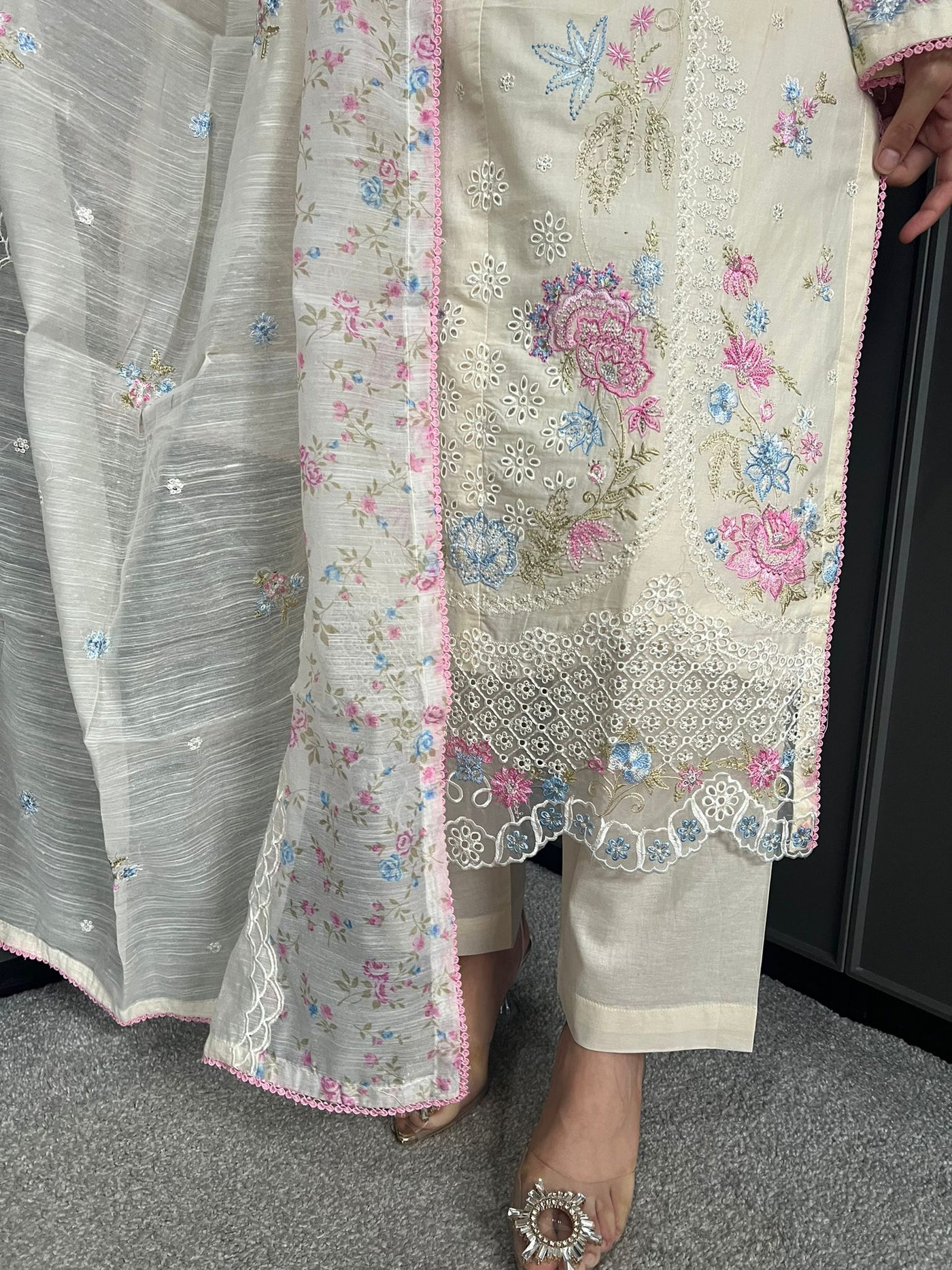 Raj Bari  Embroidered | Lawn Designer Suit With | Embroidered Dupatta
