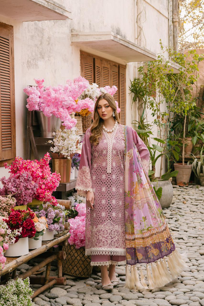 Eid Collection Luxury Lawn 3 Piece Outfit With Digital Print Silk Dupatta D-6