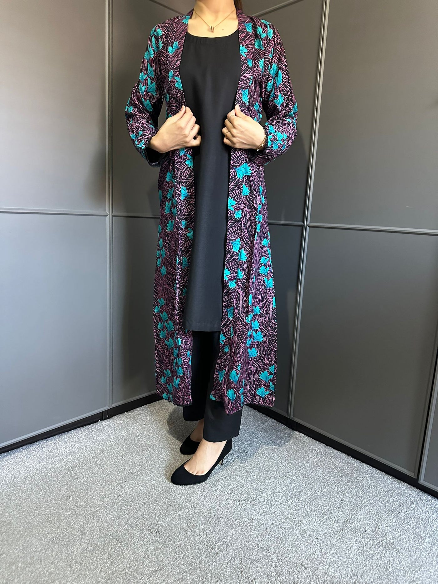 D-20 PLAIN SUITE WITH | PRINTED LINEN JACKET | READY TO WEAR 3 PC