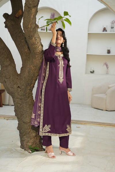 DHANAK 3 PIECE| DESIGNER EMBROIDERED |READY TO WEAR SUIT