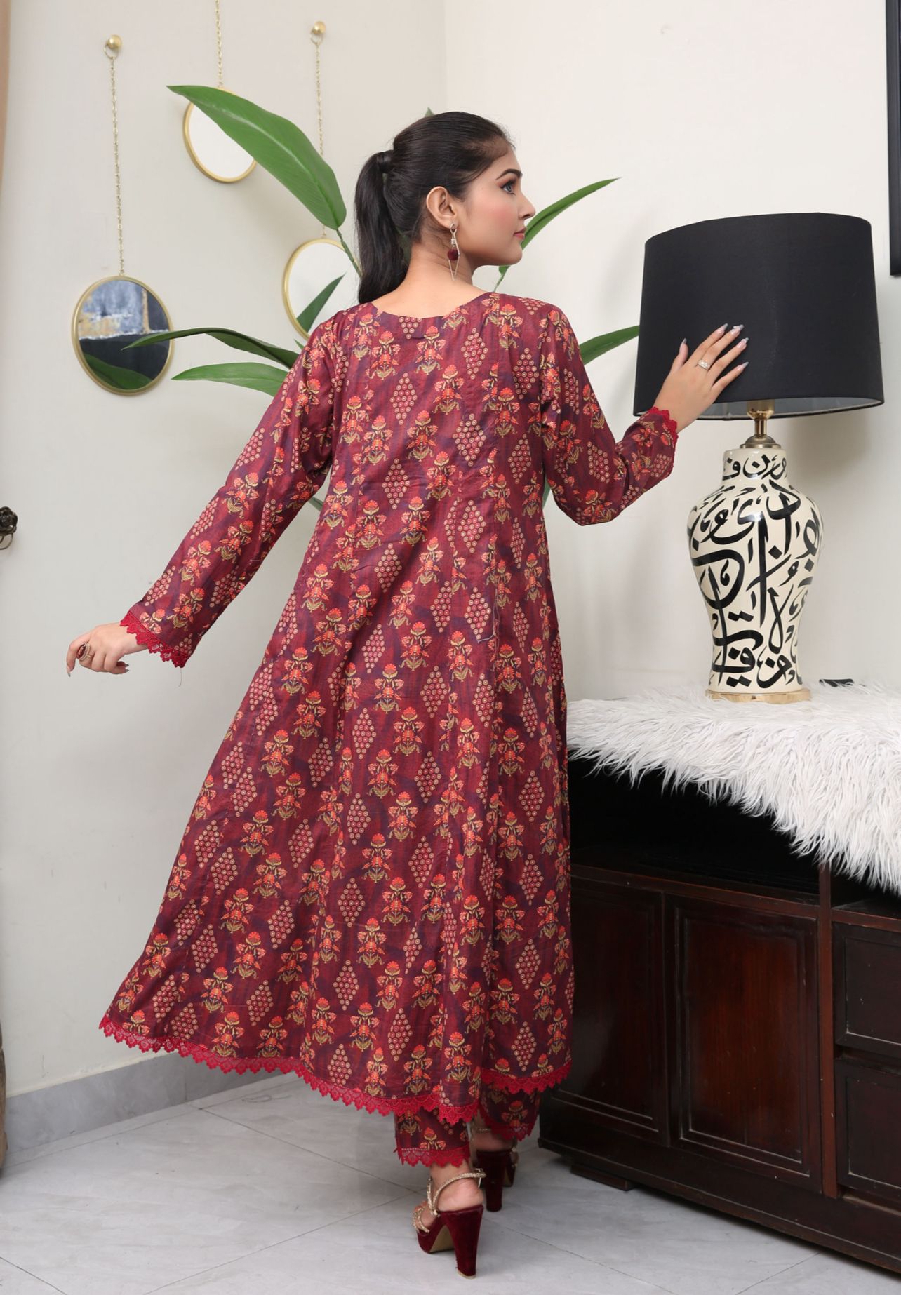 Floral Printed Premium Lawn Frock Co-Ords Set IJ-44