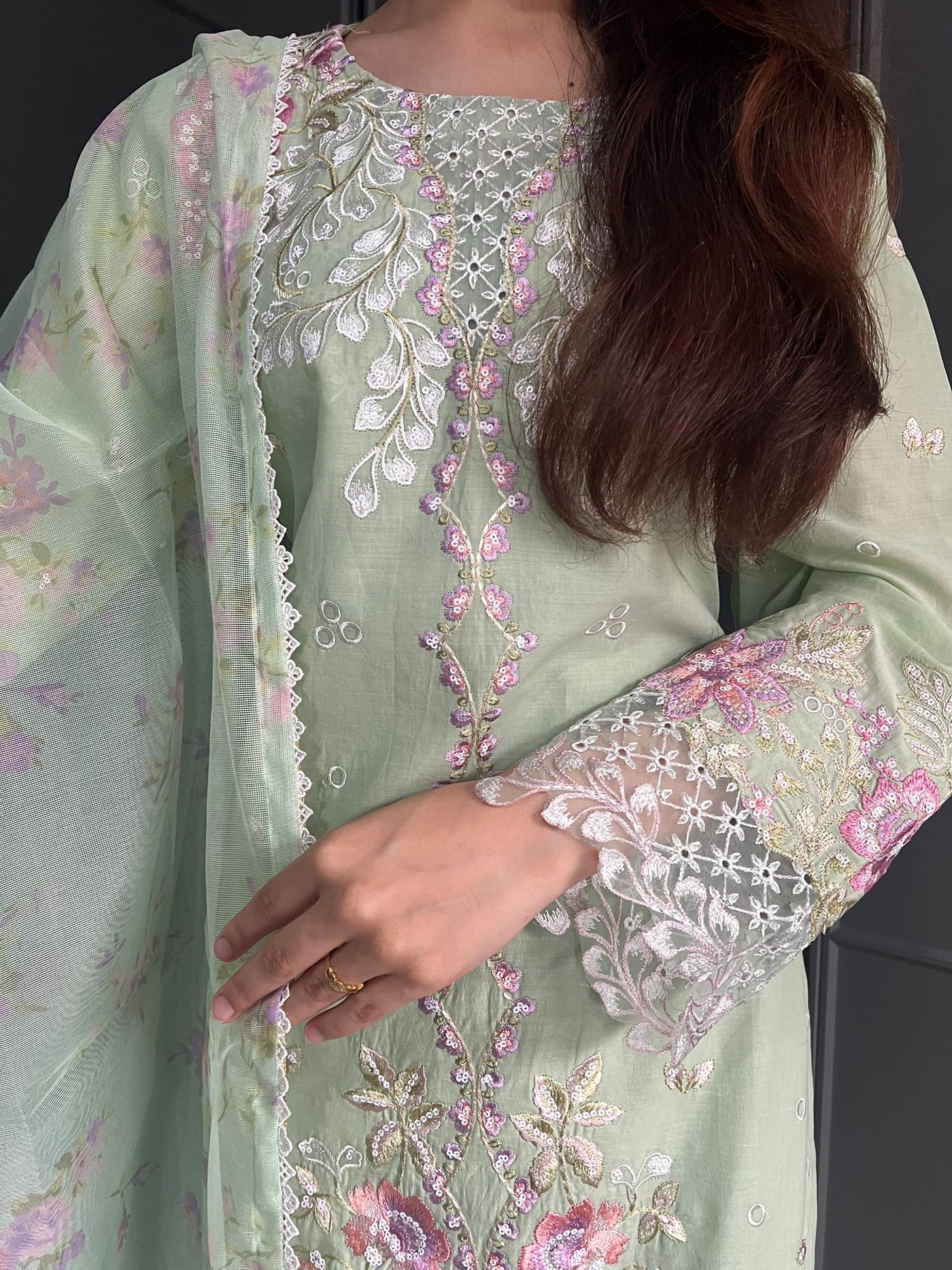 Raj Bari  Embroidered | Lawn Designer Suit With | Embroidered Dupatta