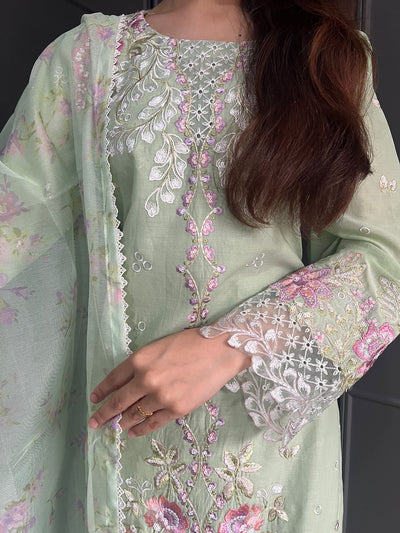 Raj Bari  Embroidered | Lawn Designer Suit With | Embroidered Dupatta