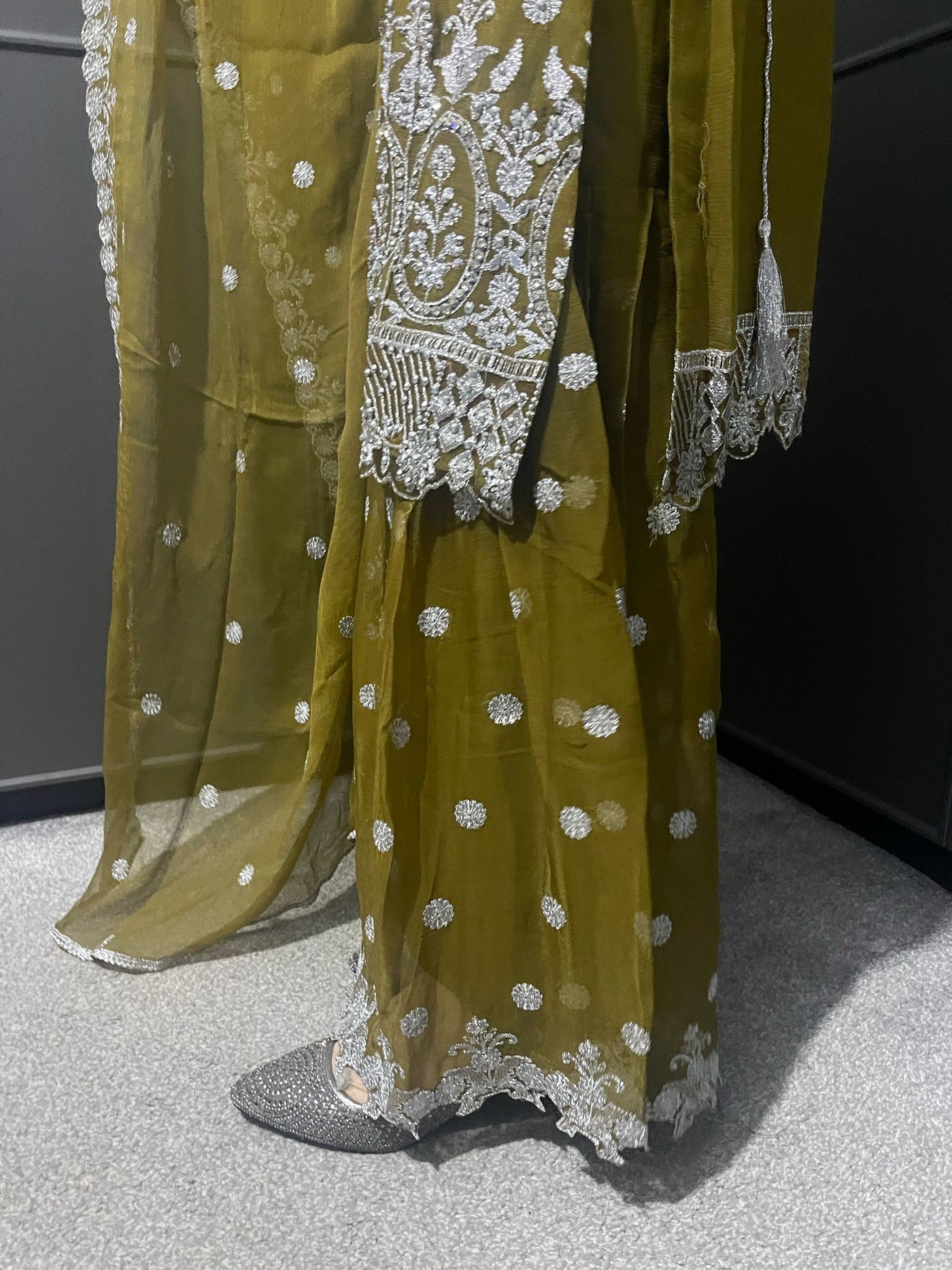 OLIVE GREEN - Mahham Luxury Chiffon Gharara Collection