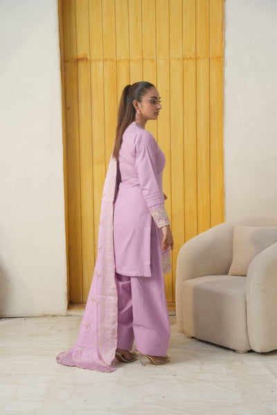 DHANAK 3 PIECE| DESIGNER EMBROIDERED |READY TO WEAR SUIT Farshi Shalwar