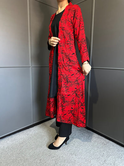 D-22 PLAIN SUITE WITH | PRINTED LINEN JACKET | READY TO WEAR 3 PC