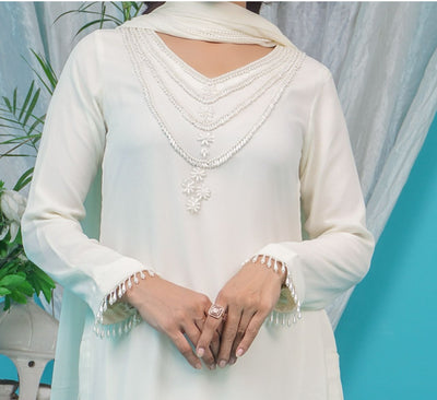 Mahham Luxury Chiffon Georgette Collection Off White  D-25