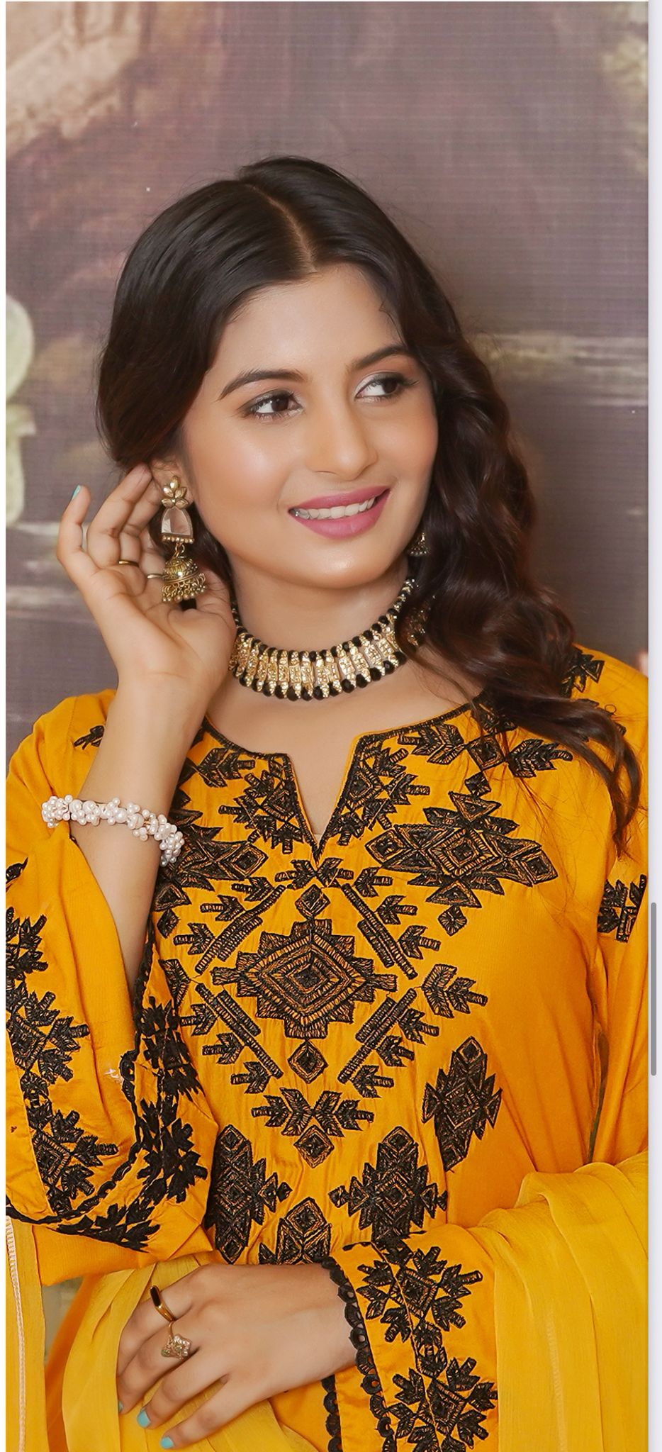 Embroidered  Linen Suit with Chiffon Dupatta - 3 Piece Set