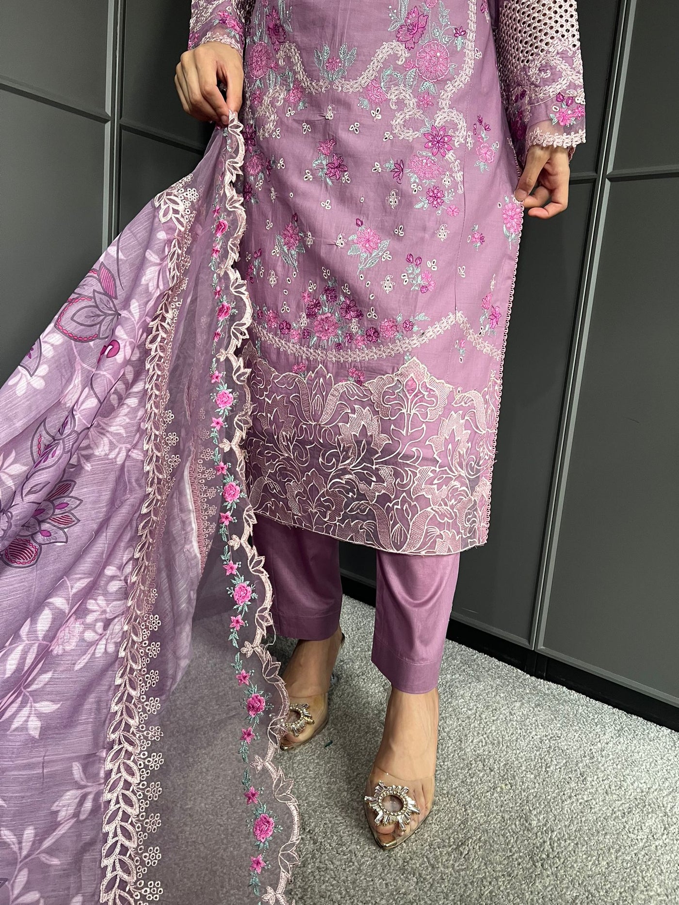 Raj Bari  Embroidered | Lawn Designer Suit With | Embroidered Dupatta