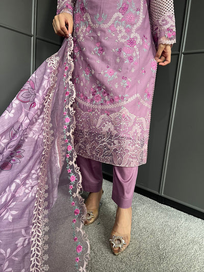 Raj Bari  Embroidered | Lawn Designer Suit With | Embroidered Dupatta
