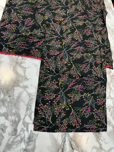 Floral Printed Stone Linen Suit - Trouser 2 Pc Set