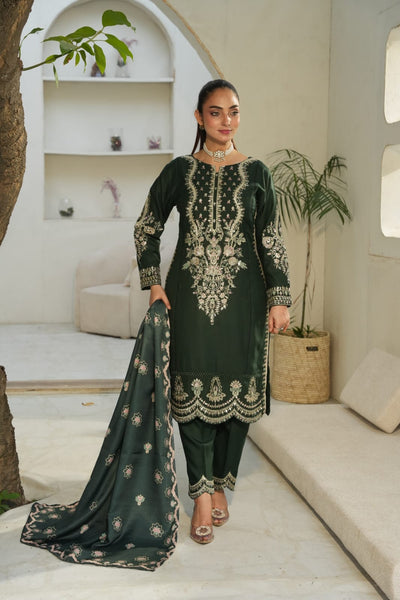DHANAK 3 PIECE| DESIGNER EMBROIDERED |READY TO WEAR SUIT
