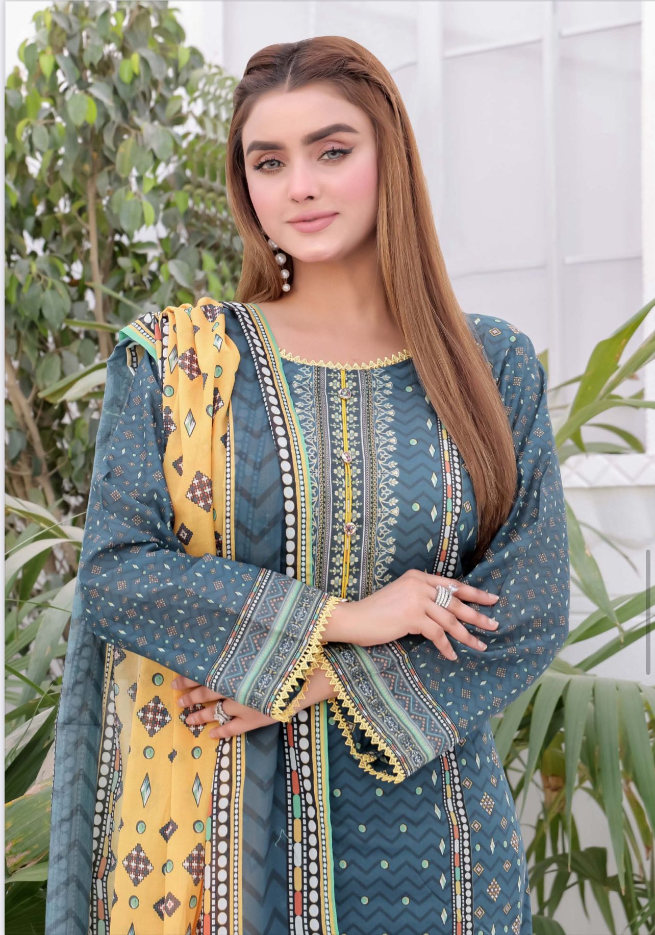 3PC PRINTED READYMADE SUIT  WITH LAWN DUPATTA | Buy Latest Ladies 3 Piece Suits in different sizes and colors designed for women and girls exclusively from Mahham Collection. We have a huge collection of Pakistani Suits | Image 4 of 4