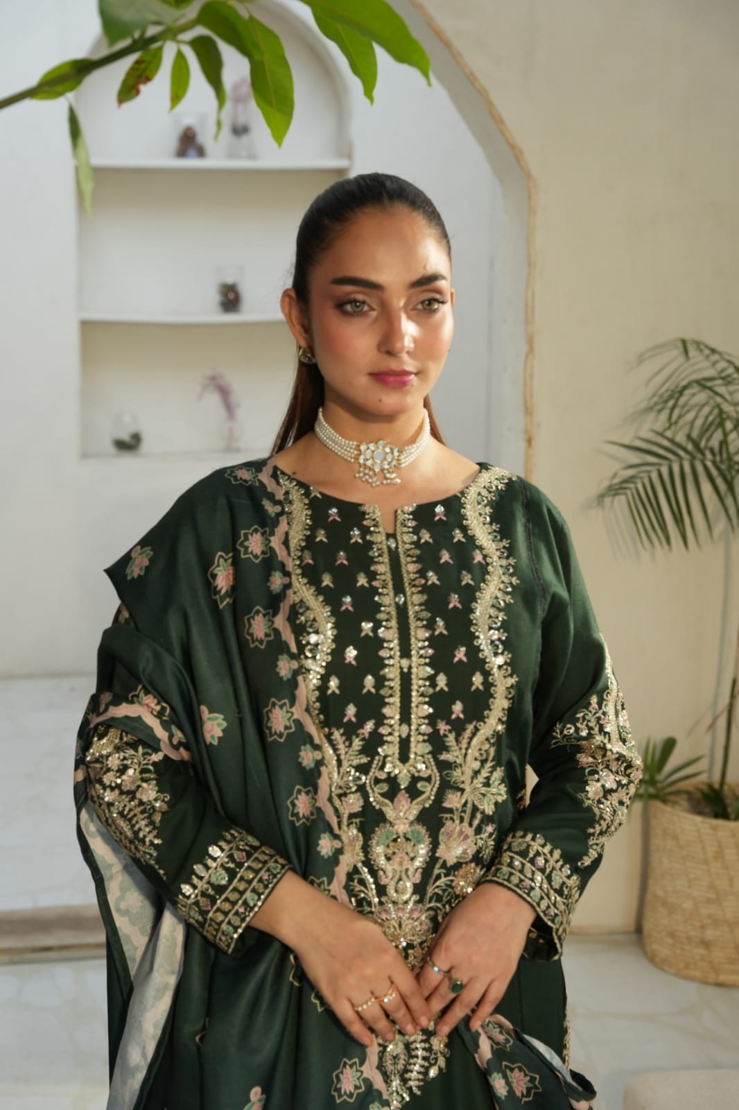 DHANAK 3 PIECE| DESIGNER EMBROIDERED |READY TO WEAR SUIT