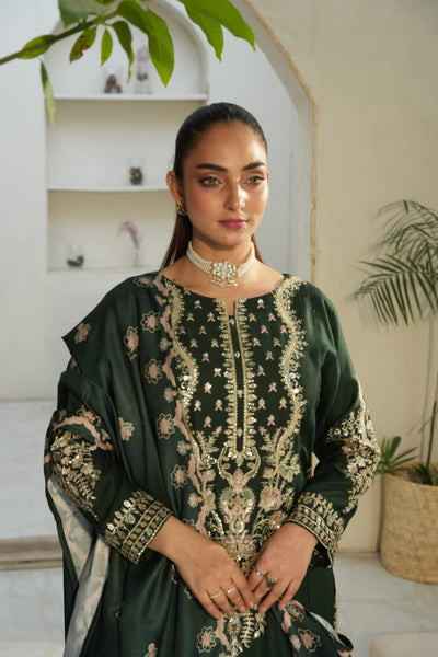 DHANAK 3 PIECE| DESIGNER EMBROIDERED |READY TO WEAR SUIT