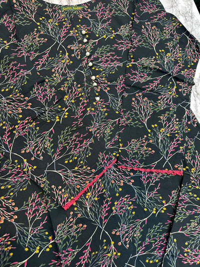 Floral Printed Stone Linen Suit - Trouser 2 Pc Set