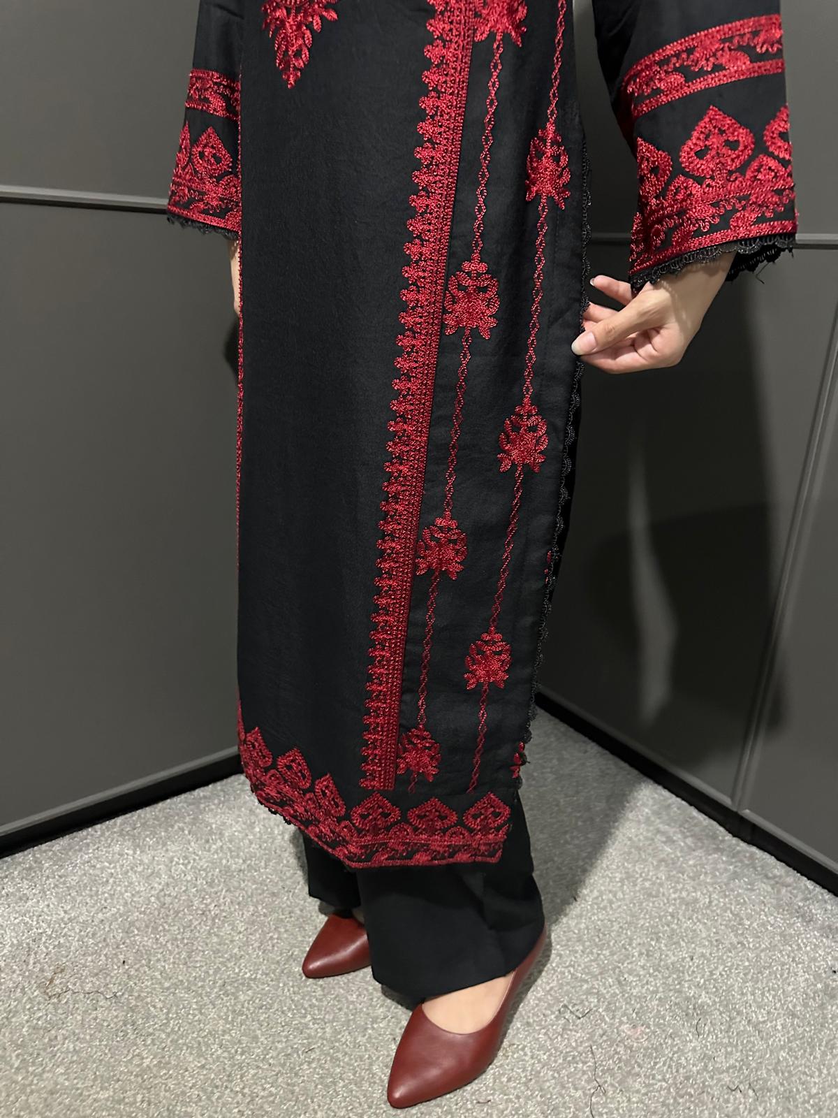 3 PIECE EMBROIDERED| DHANAK READY TO WEAR | SUIT WITH EMBROIDERED SHAWAL