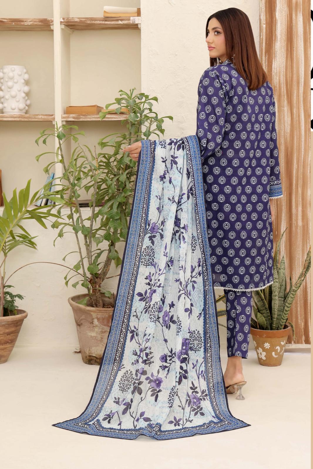 3PC PRINTED READYMADE SUIT  WITH LAWN DUPATTA