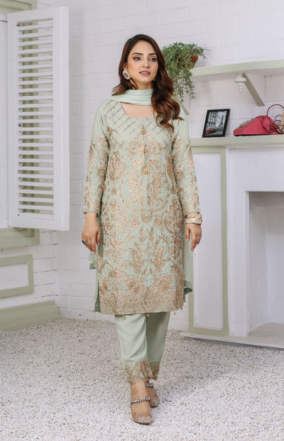 Embroidered Readymade Linen Mother & Daughter Suit Pista TS-214 | Shop Pakistani Dresses