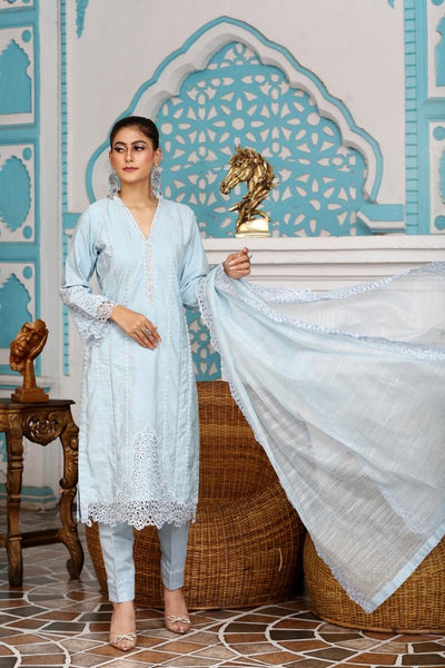 Mahham Khadi Cotton  Collection Sky Blue -D813