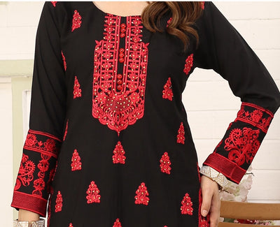 Embroidered Readymade Linen Suit Black TS-96 | Shop Pakistani Dresses