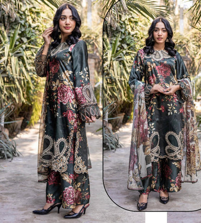 D-01 EMBROIDERED SILK READYMADE PLAZO SUIT WITH CHIFFON DUPTTA