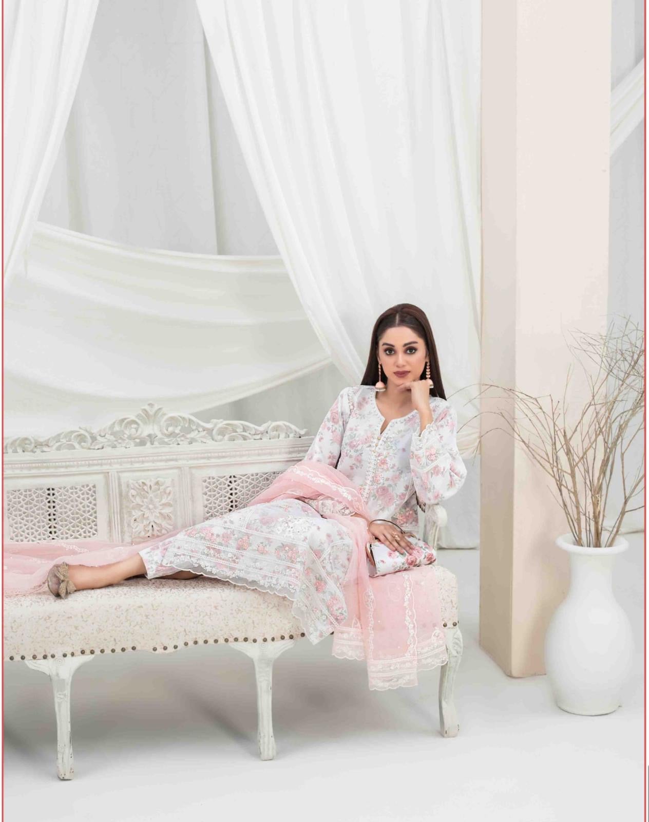 TAWAKKAL STITCHED EMBROIDERD ORGANZA FANCY EID COLLECTION  D-1479