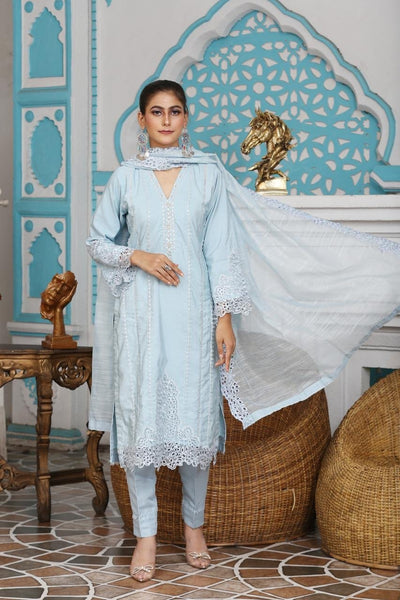 Mahham Khadi Cotton  Collection Sky Blue -D813