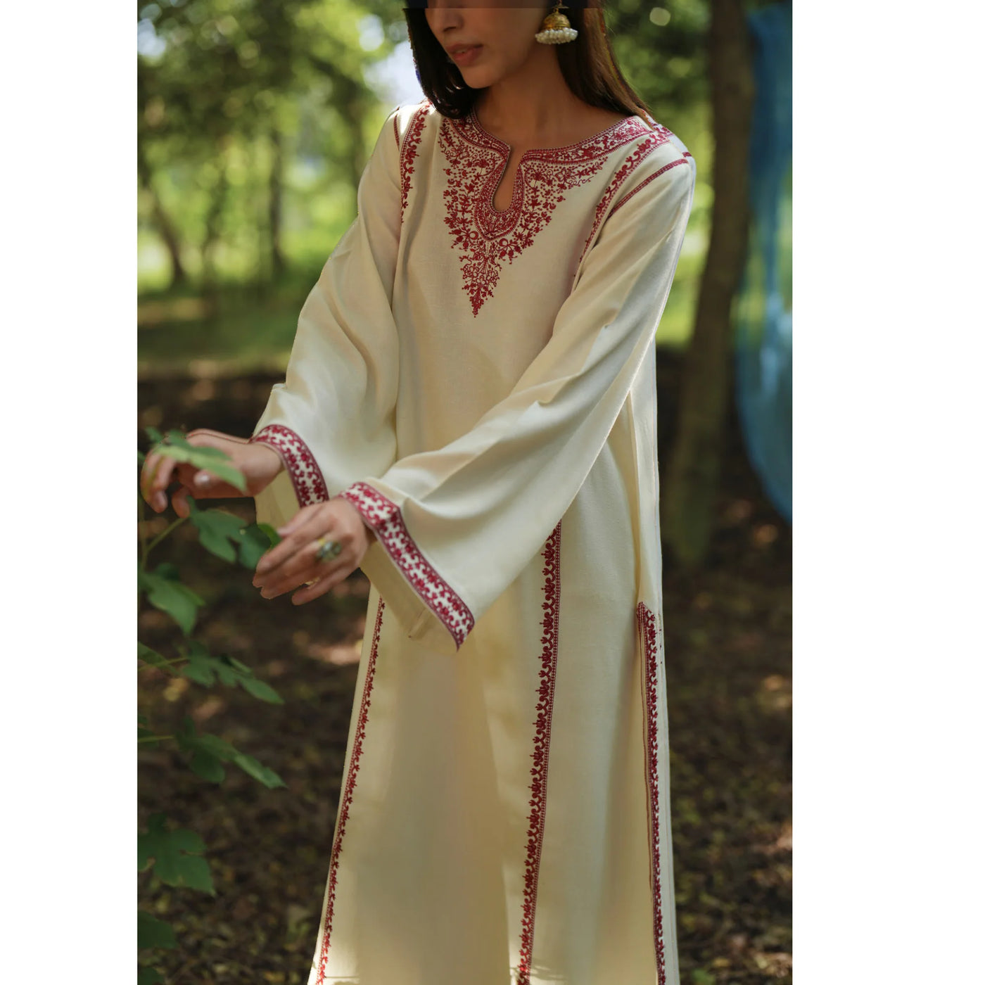 Cream Embroidered Dhanak | with Pashmina Shawl Winter | Collection by Casuallite