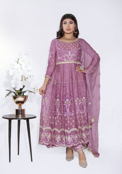 Mother & Daughter Ready to Wear Chiffon Maxi Dress DUSTY PINK D-216| Shop Pakistani Dresses