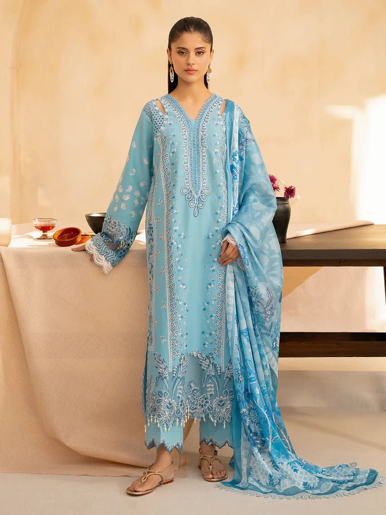 Raj Bari  Embroidered | Lawn Designer Suit With | Embroidered Dupatta