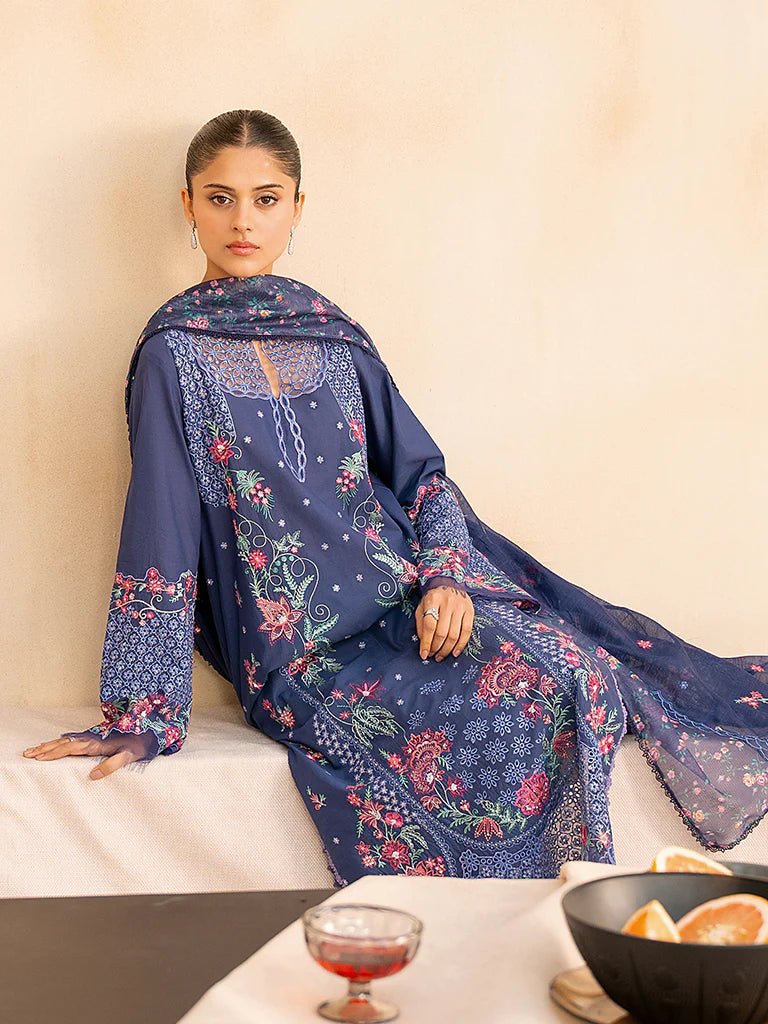 Raj Bari  Embroidered | Lawn Designer Suit With | Embroidered Dupatta