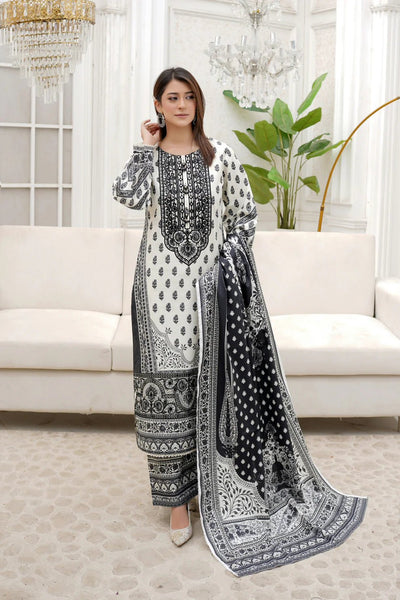 3 Piece Winter Embroidered Khaddar Cotton Plazzo Suit