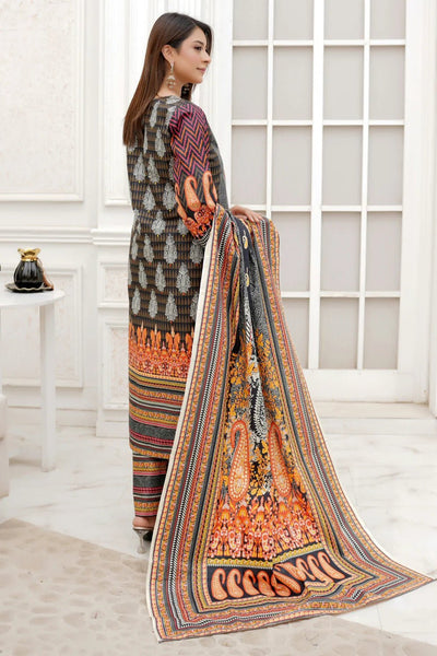 3 Piece Winter Embroidered Khaddar Cotton Plazzo Suit