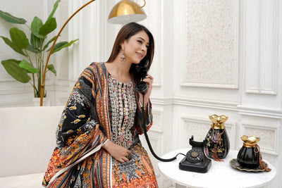 3 Piece Winter Embroidered Khaddar Cotton Plazzo Suit