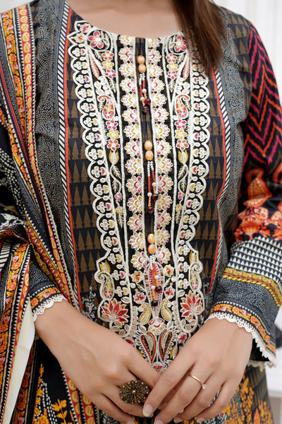 3 Piece Winter Embroidered Khaddar Cotton Plazzo Suit